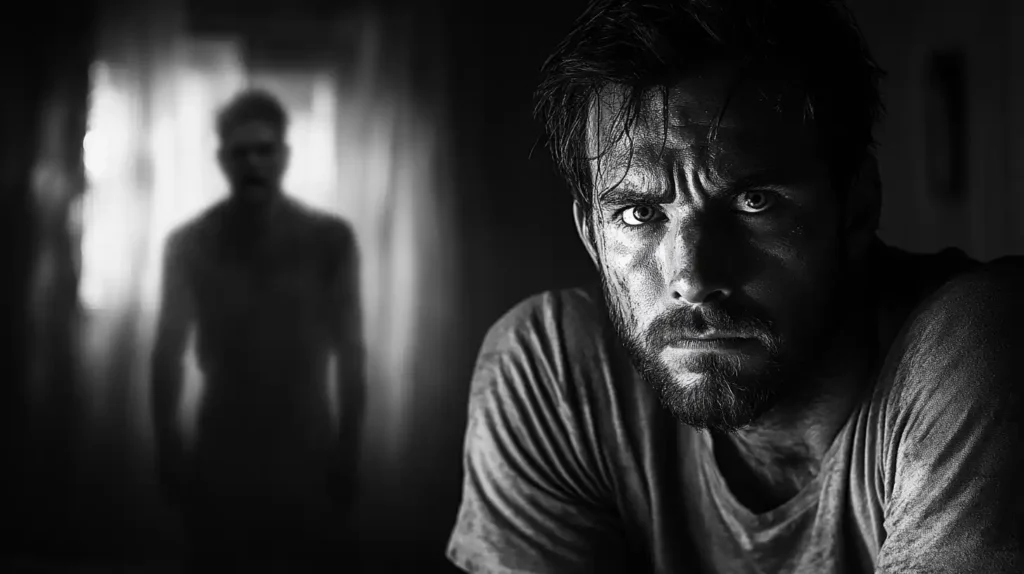 Negative thoughts weighing a man down.