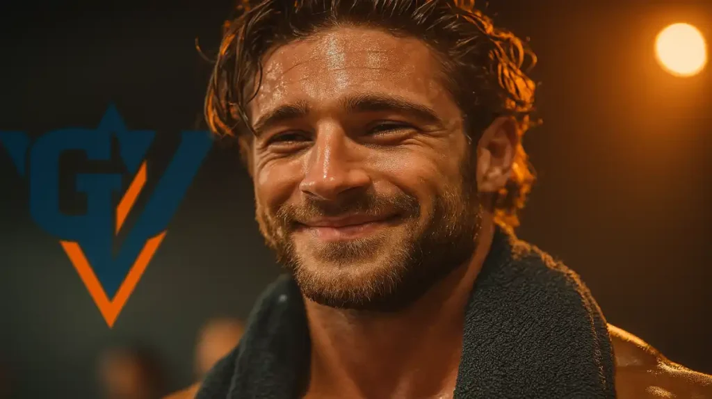 Confident Kamloops man walking out of gym with towel and smartphone, symbolizing the next step in his beginner fitness journey after booking a consultation.